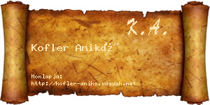 Kofler Anikó névjegykártya